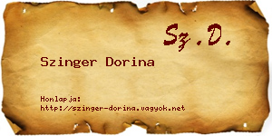 Szinger Dorina névjegykártya